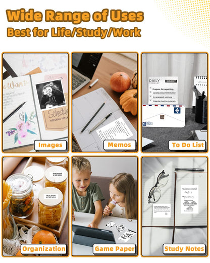 Memoqueen Mini Thermal Printer M04AS Portable Sticker Printer Wireless Bluetooth Printer for iPhone, Support 15/53/80/110mm Paper, Compatible with iOS & Android, Great for Memo, Notes, Photo, Journal