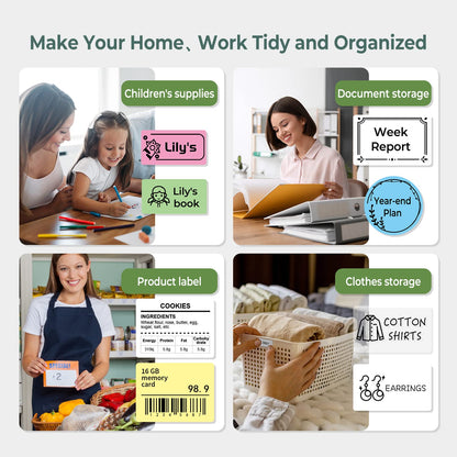 Phomemo Label Maker Machine - M110 Bluetooth Label Maker Compatible with Android & iOS Phone, Multifunctional APP can Print Round/Square Sticker Labels -Black