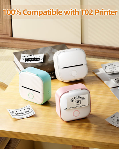 Phomemo T02 White Non-Adhesive Thermal Paper, Printer Paper for T02 Mini Printer, 53mmx6.5m, Black Text, Keep for 10 Years, Ideal for Study Notes, Plan, to-do-List, Memos, Photo Print, 3 Rolls