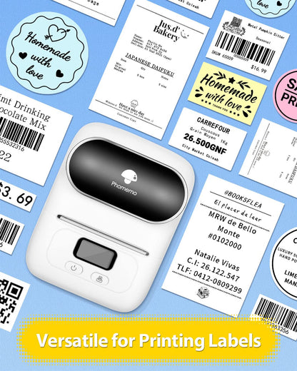 Phomemo M110 Labels Paper for M110/M120/M200/M220 Label Maker, 5080 White Adhesive Rectangle Labels, 1.97''x 3.15''(50x80mm) Thermal Sticker Label Paper for Kitchen, Office, Study, 100labels/roll