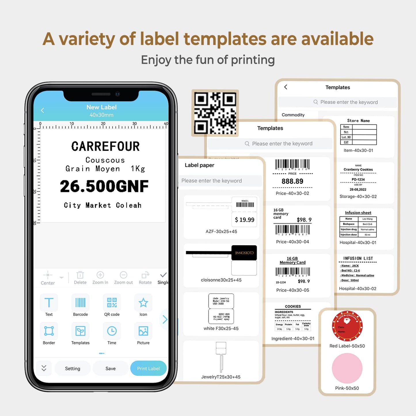 Label Maker Machine-Phomemo M110 Portable Bluetooth Label Printer for Storage, Shipping, Barcode, Mailing, Office, Home, Organizing, Sticker Maker Mini Label Maker with Multiple Templates, White