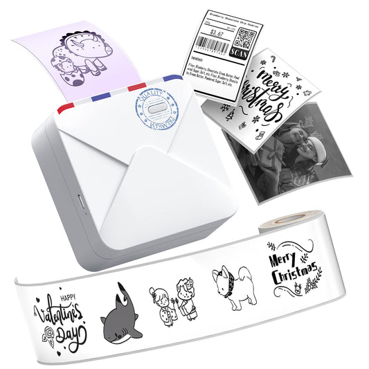 Phomemo M02S Mini Pocket Printer - 300DPI Thermal Portable Sticker Printer, Compatible with iOS & Android, Bluetooth Connection Printing Photo, Plan Journal, Organization, Art Creation, Creative Gift