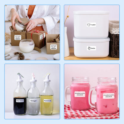 Phomemo M110 BU Label Maker Portable Bluetooth Thermal Label Maker Printer Inkless Printing for Labels, Stickers, Images, QR Codes, Compatible with Android & iOS System, with 1pack 40×30mm Label