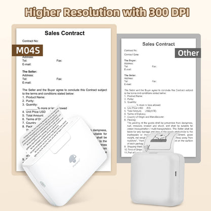 M04S Bluetooth Portable Printer- 4 inch Thermal Label Printer Bluetooth Photo Sticker Maker Machine Mini Printer Compatible with iOS & Android for Document, Study Notes, Sticker, Label, Journal, White