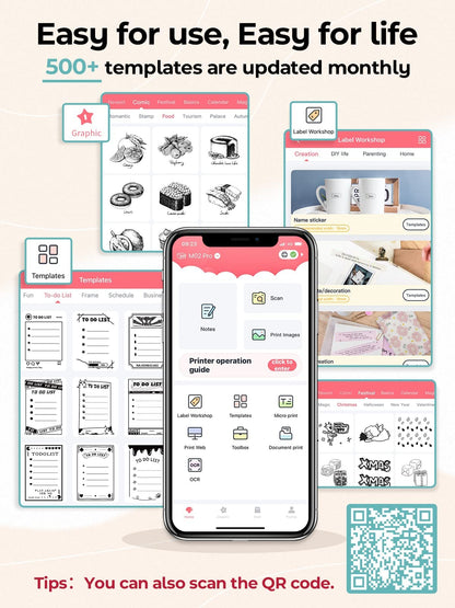 Mini Pocket Photo Printer - Phomemo M02Pro 300DPI Thermal Bluetooth Sticker Printer, Compatible with iOS & Android, for Retro Photo, Plan Journal, Organization, Mini Banners, Gift, Cyan