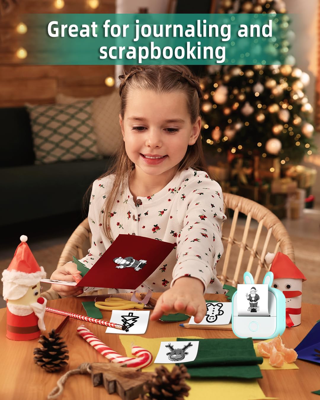 Memoqueen Mini Pocket Sticker Printer T02 Sticker Maker Machine, Thermal Photo Printer for Photos, Diaries, Memo, Study Notes, Work Plans, Wireless Receipt Printer Compatible with iOS & Android, Green