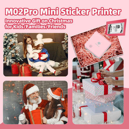 Mini Pocket Printer - Phomemo M02Pro Thermal Bluetooth Sticker Printer, 300DPI Portable Photo Printer, Compatible with iOS & Android, for Plan Journal, Art Creation, Graffiti, Gift, Pink