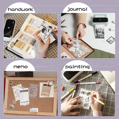 Phomemo Pure Color Thermal Sticker Paper for M02/T02/M02 Pro/M03S/M03AS/M04S/M04AS Mini Sticker Printer, Black Character on Mint Green/Purple/Orange, 50mm x 3.5m, 3 Rolls