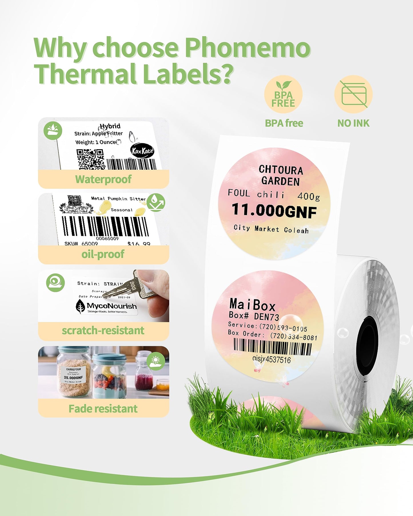 2 Inch Circle Thermal Label Sticker Compatible with Phomemo M110/M221/M220/M120/M200/M110S Label Printers,1.96'' x 1.96''(50x50 mm),Round Label Sticker for Gift/Mailing/Business/Home Tag,140labels/Roll