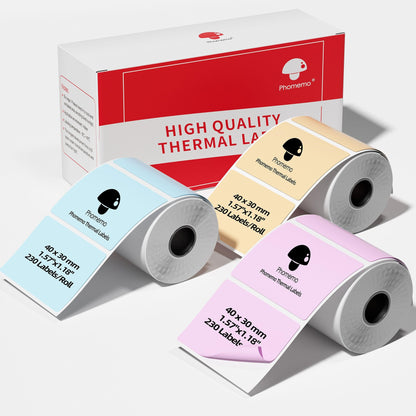 M110 Thermal Labels,Compatible with Phomemo M110/M221/M220/M120/M200/M110S,1.57''x1.18''(40mm*30mm),Multi-Purpose Thermal Sticker for Business/Mailing/Barcode/Home,230Labels/roll,Blue/Pink/Khaki