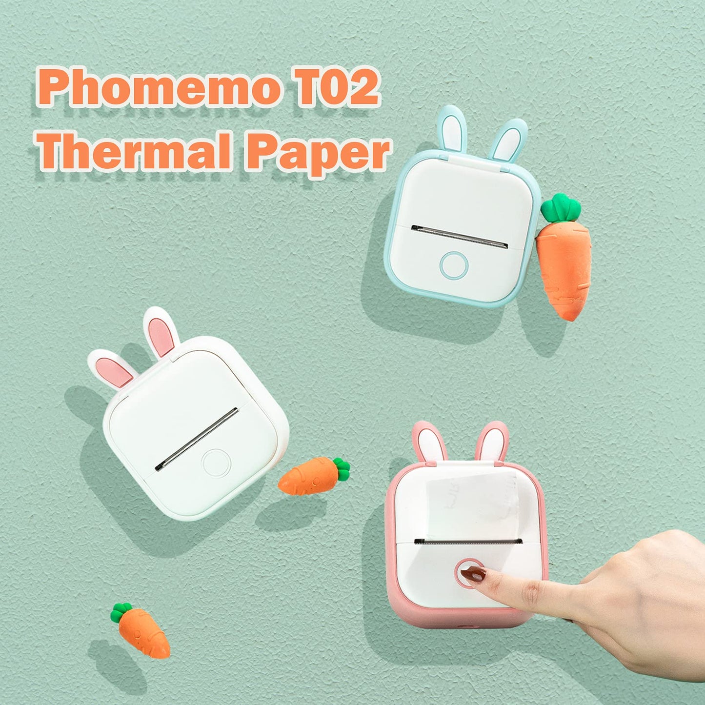 Memoqueen T02 White Adhesive Thermal Paper, Sticker Paper Printer Paper, Strong Adhesive, 50mmx3.5m,Black Text,Keep for 2 Years,3 Rolls,Can be Used for Notes/Sticker/memo/Photo Paper