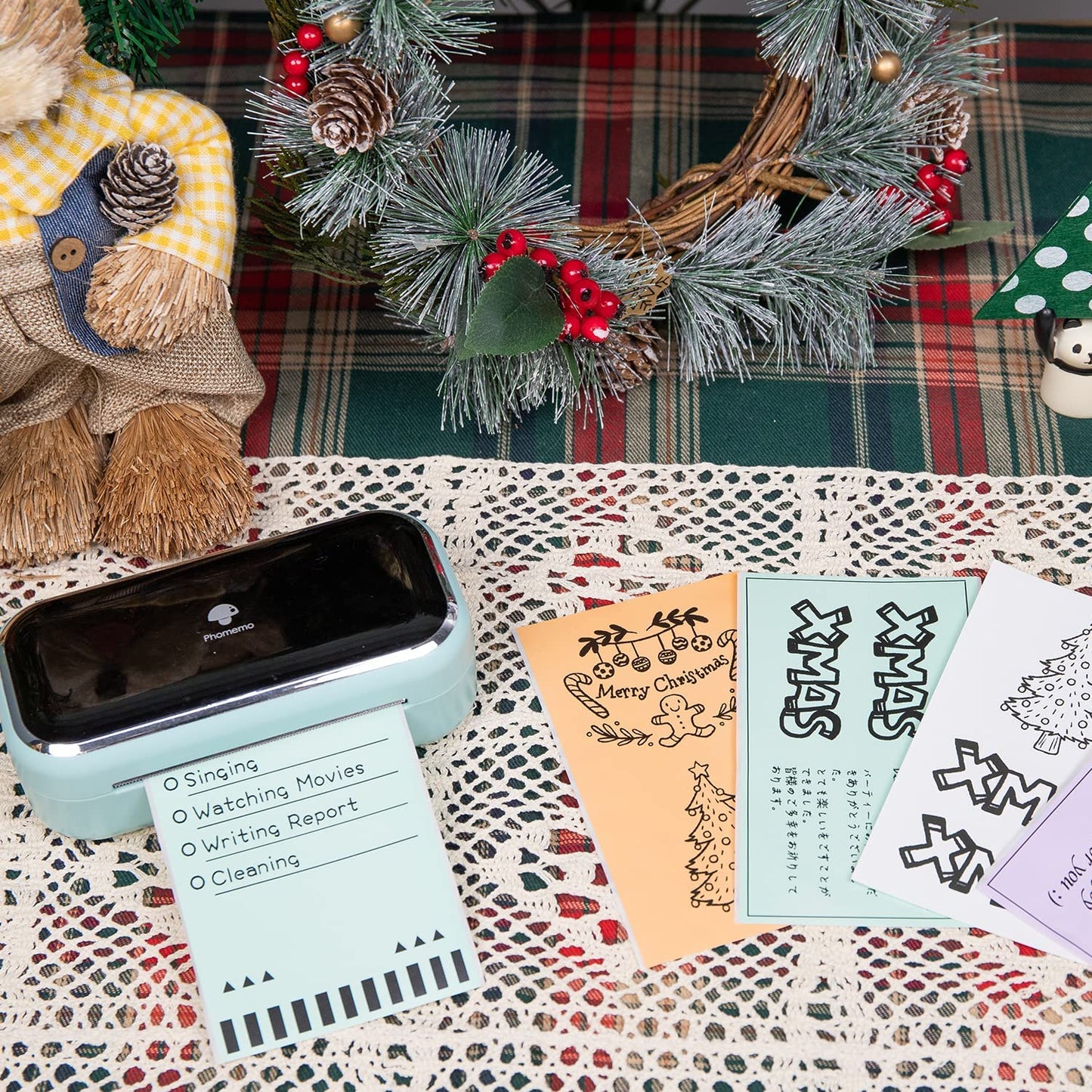 Memoqueen M03 カードストック ペーパー 熱接着ステッカー カード ペーパー ホリデー プリント可能な紙 DIY グリーティング ギフトカード ポストカード スクラップブック モノクロ印刷 80mm*135mm, 100枚, グリーン