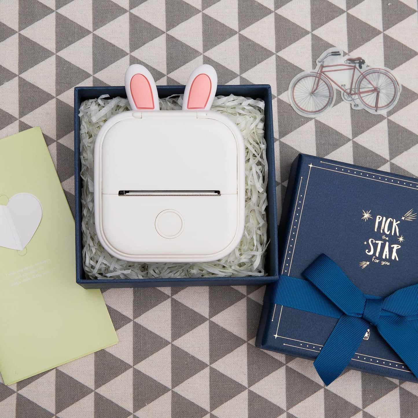 シリコンケース Memoqueen T02 ミニプリンター転倒防止カバー プリンター損傷の軽減,ビスフェノールAを含まない可愛いデザインのプリンターカバー,白うさぎの耳