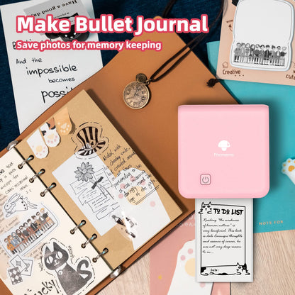 Mini Pocket Printer - Phomemo M02Pro Thermal Bluetooth Sticker Printer, 300DPI Portable Photo Printer, Compatible with iOS & Android, for Plan Journal, Art Creation, Graffiti, Gift, Pink