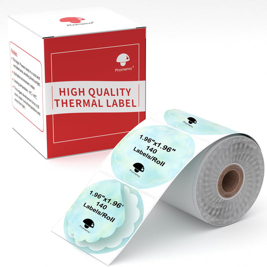 Memoqueen 2 Inch Flower Round Thermal Sticker Labels for Phomemo M110/M221/M220/M120/M200/M110S Label Printers,Green Multi-Purpose Circle Thermal Paper for Gift/Mailing/Business/School,140Labels/Roll