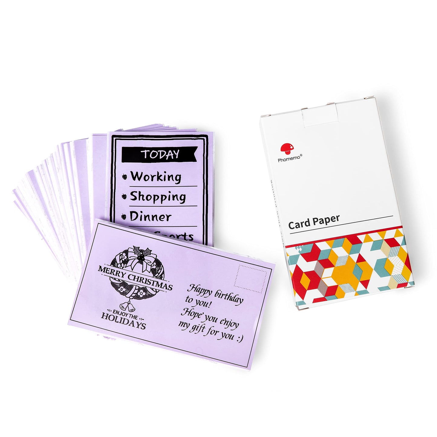 Memoqueen M03 カードストック ペーパー 熱接着ステッカー カード ペーパー ホリデー プリント可能な紙 DIY グリーティング ギフトカード ポストカード スクラップブック モノクロ印刷 80mm*135mm, 100枚, パープル