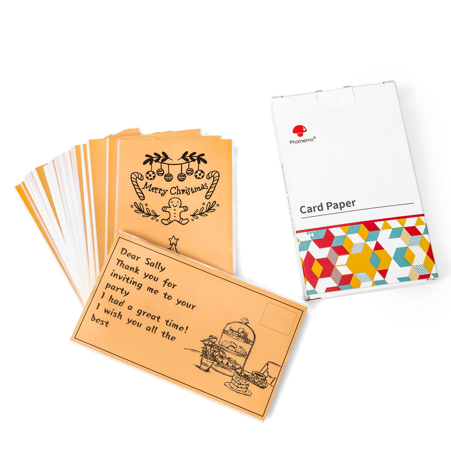 Memoqueen M03 カードストック ペーパー 熱接着ステッカー カード ペーパー ホリデー プリント可能な紙 DIY グリーティング ギフトカード ポストカード スクラップブック モノクロ印刷 80mm*135mm, 100枚, ライトオレンジ