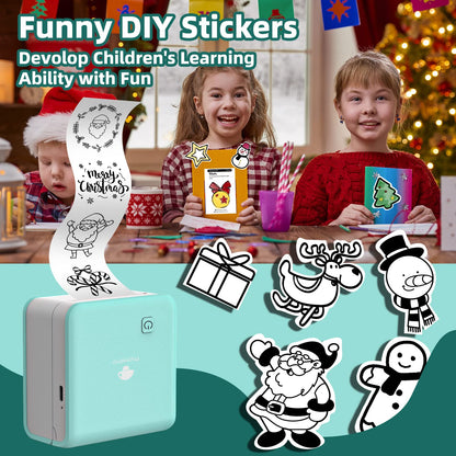 Mini Pocket Photo Printer - Phomemo M02Pro 300DPI Thermal Bluetooth Sticker Printer, Compatible with iOS & Android, for Retro Photo, Plan Journal, Organization, Mini Banners, Gift, Cyan