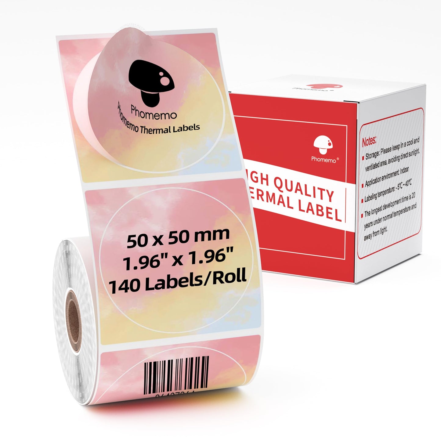 2 Inch Circle Thermal Label Sticker Compatible with Phomemo M110/M221/M220/M120/M200/M110S Label Printers,1.96'' x 1.96''(50x50 mm),Round Label Sticker for Gift/Mailing/Business/Home Tag,140labels/Roll