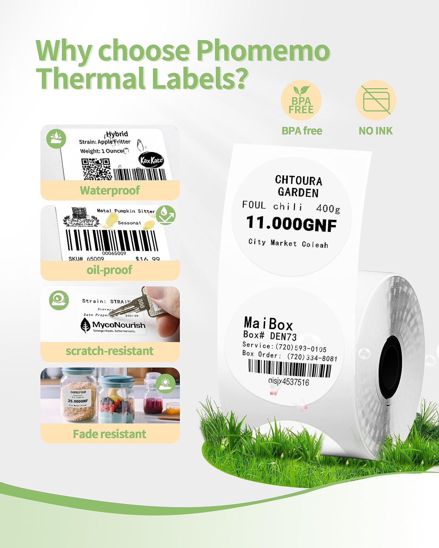 3 Roll Self-Adhesive Round Circle Thermal Labels for Phomemo M110/M221/M220/M120/M200/M110S Label Printers,1.96''(50 mm),Multi-Purpose Thermal Stickers,Black on White,140Labels/Roll