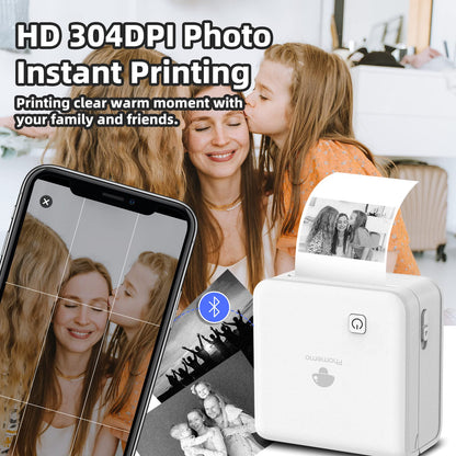 Phomemo M02Pro Mini Pocket Printer - 304DPI HD Portable Thermal Bluetooth Sticker Printer, 15/25/53mm Label Maker Compatible with iOS & Android, for Retro Photo, Plan Journal, Art Creation, Gift,