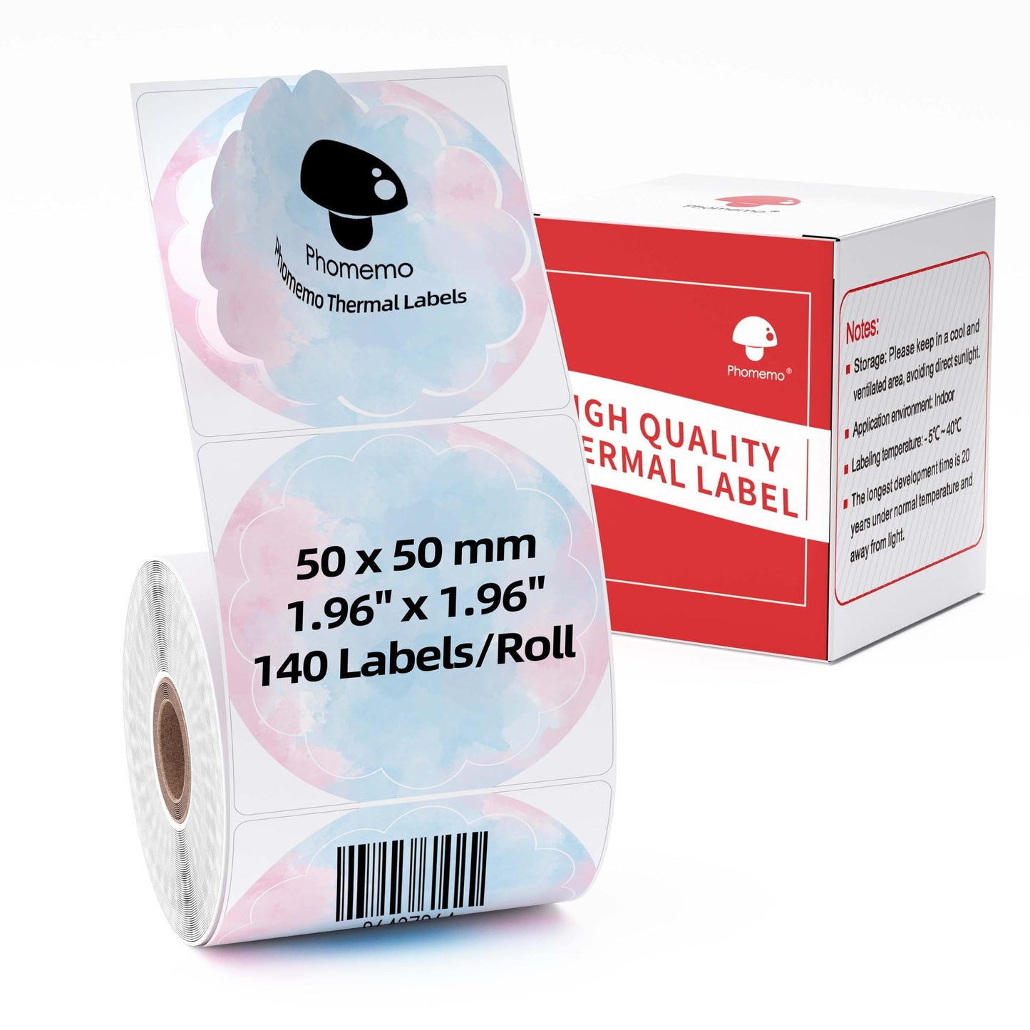 2 Inch Round Thermal Stickers Labels Compatible with Phomemo M110/M221/M220/M120/M200/M110S Label Printers,1.96''(50mm),Self-Adhesive Circle Labels for Gift/Mailing/Business/Home,140Labels/Roll