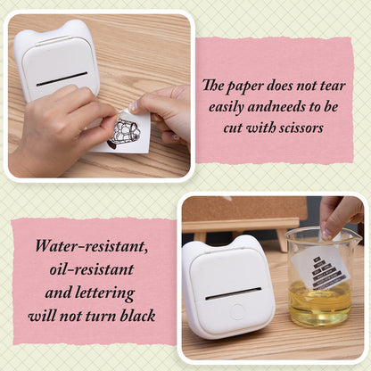 Memoqueen T02 HD White Adhesive Thermal Paper Printer Paper HD Printing, Waterproof and Tear Resistance,Strong Adhesion, Black Text, 3 Rolls,Can be Used for Notes/Sticky/memo/Photo Paper